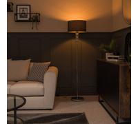 Eleanor Silver Floor Lamp Medium Charcoal Shade ValueLights Silver One Size