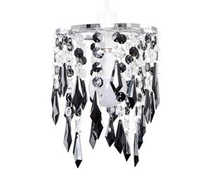 Valuelights Elegant Chandelier Design Ceiling Light Shade With Black And Clear Acrylic Jewel Droplets (D)16Cm