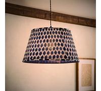 ValueLights Elijah Blue Ikat Pleated Fabric Tapered Lamp Shade with Bulb in Bright Blue | Size: Large ValueLights Bright Blue Large