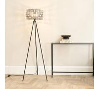 ValueLights | Black Tripod Floor Lamp with Clear Acrylic Jewel Drum Lampshade Living Room Light | Floor Lamps, Home Décor & Improvement Essential | Included LED Bulb