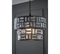 ValueLights | Easy Fit Black/Clear Acrylic Jewel Tiered Drum Lampshade for Living Room Bedroom Hallway | Shades & Home Improvements Essential | 27cm Shade Width