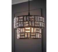 ValueLights | Easy Fit Black/Clear Acrylic Jewel Tiered Drum Lampshade for Living Room Bedroom Hallway LED Bulb Included | Shades & Home Improvements Essential | 270mm Shade Width