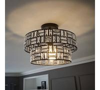 ValueLights | Black/Clear Acrylic Jewel Tiered Design Ceiling Light Fitting for Living Room Bedroom Hallway | Ceiling Lights, Home Décor Essential | Included LED Bulb | Mains Wired