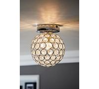 ValueLights | Silver Chrome Sphere Globe Design Acrylic Jewel Ceiling Light Fitting | Close-to-Ceiling Lights, Home Décor & Improvement Essential | Mains Wired