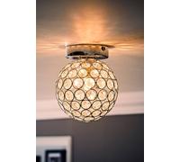 ValueLights | Silver Chrome Sphere Globe Design Acrylic Jewel Ceiling Light Fitting | Close-to-Ceiling Lights, Home Décor & Improvement Essential | Includes Bulb | Mains Wired
