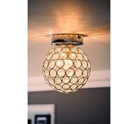 Valuelights Ella Chrome Sphere Globe Jewel Flush Ceiling Light With Led Bulb In Silver