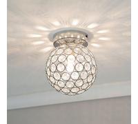 Valuelights Ella Silver Chrome Sphere Globe Design Acrylic Jewel Ceiling Light Fitting For Hallway Bedroom - Led Bulb Included