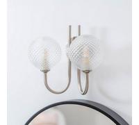 Valuelights Elle Brushed Chrome 2 Way Ip44 Bathroom Glass Shade Wall Light