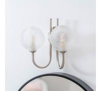 Elle Brushed Chrome 2 Way IP44 Bathroom Glass Shade Wall Light with LED Bulbs ValueLights Silver One Size