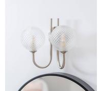 Elle Brushed Chrome 2 Way IP44 Bathroom Glass Shade Wall Light with LED Bulbs ValueLights Silver One Size