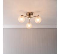 Elle Brushed Chrome 3 Way IP44 Bathroom Glass Shade Ceiling Light ValueLights Silver One Size