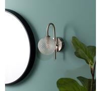 ValueLights | Brushed Chrome Wall Light Fitting with Textured Glass Shade | Bath Wall Lights, Home Décor & Improvement Essential | IP44 Bathroom