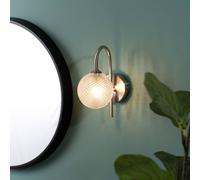 ValueLights | Brushed Chrome Wall Light Fitting with Textured Glass Shade | Bath Wall Lights, Home Décor & Improvement Essential | IP44 Bathroom | Mains Wired