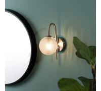 Valuelights Elle Brushed Chrome Ip44 Bathroom Single Glass Shade Wall Light With Led Bulb