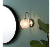 Elle Brushed Chrome IP44 Bathroom Single Glass Shade Wall Light with LED Bulb ValueLights Silver One Size