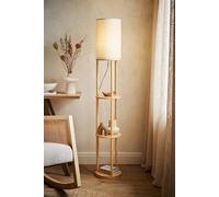 ValueLights | Natural Wooden 3 Tier Shelf Floor Lamp with Fabric Cylinder Lampshade Living Room Light | Floor Lamps, Home Décor & Improvement Essential