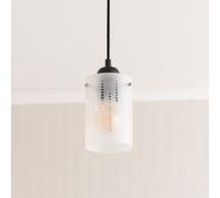 ValueLights Elsie Frosted Glass Spotted Ceiling Small Cylinder Lamp Shade with LED Bulb in White ValueLights White