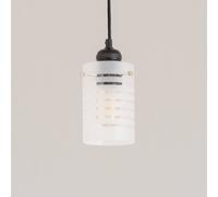 Valuelights Elsie Frosted Glass Striped Ceiling Small Cylinder Lamp Shade In Grey Grey