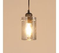 Valuelights Elsie Smoked Glass Patterned Ceiling Small Cylinder Lamp Shade With Led Bulb In Grey Grey One Size