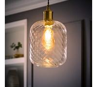 Valuelights Emery Clear Oval Swirl Glass Easy Fit Ceiling Lamp Shade With Bulb