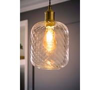 ValueLights Emery Clear Oval Swirled Glass Easy Fit Lamp Shade with Bulb ValueLights Clear