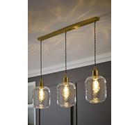 ValueLights Emery Clear Swirl Glass 3 Drop Brush Gold Diner Ceiling Pendant Light ValueLights Gold