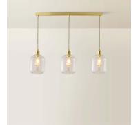 ValueLights Emery Clear Swirl Glass 3 Drop Brush Gold Diner Ceiling Pendant Light ValueLights Gold