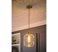 Valuelights Emery Clear Swirl Glass Brushed Gold Diner Ceiling Light With Bulb Clear One Size