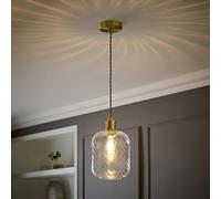 ValueLights Emery Clear Swirl Glass Brushed Gold Single Diner Ceiling Light ValueLights Clear