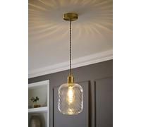 Valuelights Emery Clear Swirl Glass Brushed Gold Single Diner Ceiling Light Clear One Size