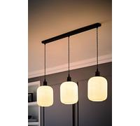 ValueLights Emery Frosted Swirl Glass 3 Drop Black Diner Ceiling Light & Bulbs in White ValueLights White