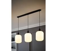 ValueLights Emery Frosted Swirl Glass 3 Drop Black Diner Ceiling Pendant Light in White ValueLights White