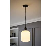 ValueLights Emery Frosted Swirl Glass Matte Black Single Diner Ceiling Light in White ValueLights White