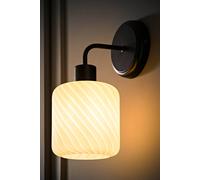 ValueLights Emery Swirl Glass Shade Wall Light with Bulb in Black ValueLights Black
