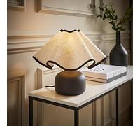 ValueLights | Emilia Black Ceramic Table Lamp with Linen Wave Shade and Bulb | Table Lamp, Home Décor & Improvement Essential