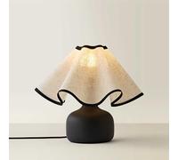 ValueLights | Emilia Black Ceramic Table Lamp with Linen Wave Shade | Table Lamp, Home Décor & Improvement Essential