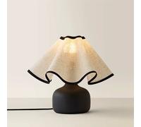 ValueLights | Emilia Black Ceramic Table Lamp with Linen Wave Shade and Bulb | Table Lamp, Home Décor & Improvement Essential