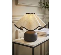 Valuelights Emilia Linen Wave Colour Trim Lamp Shade Ceramic Table Lamp In Black Black