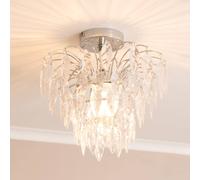 Valuelights Emma Acrylic Waterfall Jewel Droplet Pendant Ceiling Light In Silver Silver