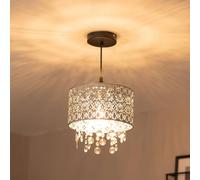 Valuelights Enna Silver Easy Fit Moroccan Style Acrylic Jewel Droplet Drum Ceiling Light Shade (D)22Cm