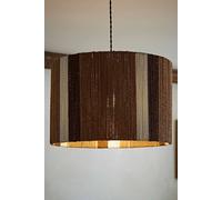 ValueLights | Erica Natural Rattan Stripe Drum Ceiling Pendant Lamp Shade | Shades, Home Décor & Improvement Essential | 450mm Shade Width