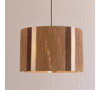 Erica Natural Rattan Stripe Drum Ceiling Pendant Lamp Shade with LED Bulb ValueLights Natural One Size