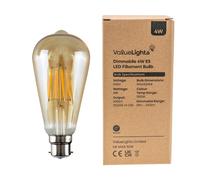 Valuelights Es E27 Led Amber Filament Pear Shaped Bulb In Amber In Orange Orange One Size