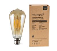 ValueLights ES E27 LED Amber Filament Pear Shaped Bulb In Amber in Orange ValueLights Orange