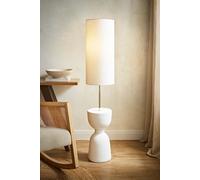 ValueLights Esme Linen Lamp Shade Ceramic Table Base Midi Floor Lamp