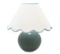 Bosco Eucalyptus Teal Ceramic Table Lamp with Linen Scallop Shade and LED Bulb ValueLights Blue One Size