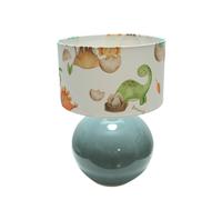 ValueLights | Eucalyptus Ceramic Table Lamp with Dinosaur Drum Lampshade Living Room Bedside Light | Table Lamps, Home Décor & Improvement Essential | Included LED Bulb