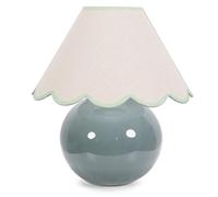 ValueLights | Eucalyptus Ceramic Table Lamp with Green Trim Scallop Lampshade Living Room Bedside Light | Table Lamps, Home Décor & Improvement Essential