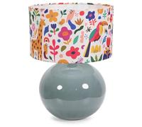 ValueLights | Eucalyptus Ceramic Table Lamp with Jungle Print Drum Lampshade Living Room Bedside Light | Table Lamps, Home Décor & Improvement Essential | Included LED Bulb