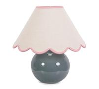 Bosco Eucalyptus Teal Ceramic Table Lamp with Natural Linen Scallop Lamp Shade ValueLights Pink One Size